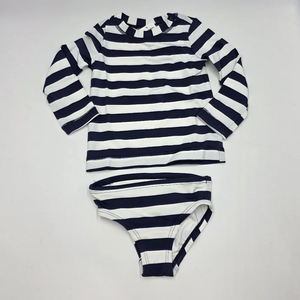 NEW Hanna Andersson girls' navy stripe rashguard and bottoms size 2T